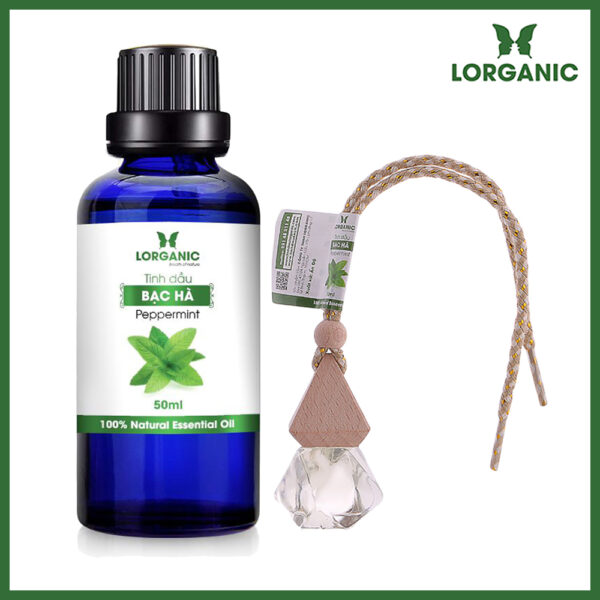 Combo tinh dầu bạc hà  Lorganic 50ml tinh dầu bạc hà  Lorganic treo xe hơi