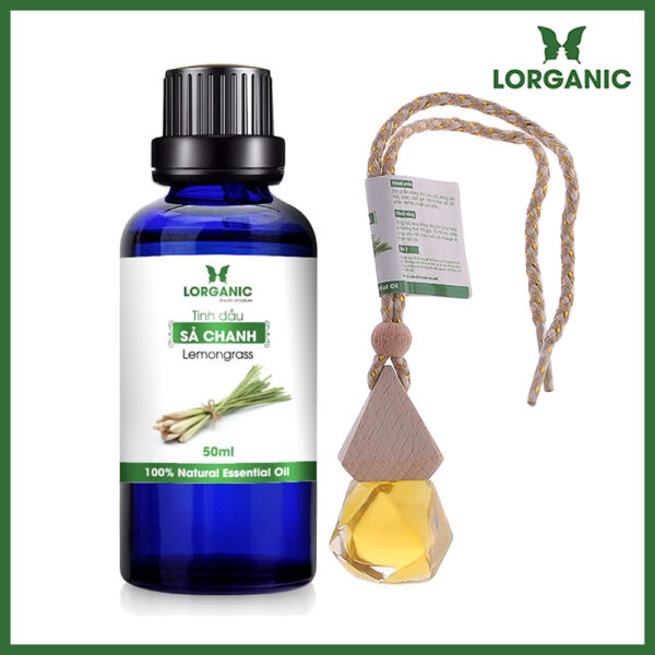 Combo tinh dầu sả chanh Lorganic 50ml tinh dầu sả chanh Lorganic treo xe hơi