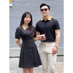 Set đồ đôi FM STYLE váy thun polo tay ngắn cổ bẻ kèm áo polo nam thời trang phong cách Hàn Quốc 23010509 210200003