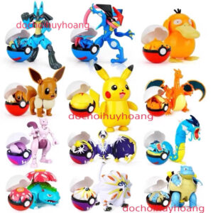 Đồ chơi mô hình quả cầu bóng POKEMON Ash Greninja Pikachu Venusaur Charizard Blastoise Mewtwo Lucario Psyduck Lunala