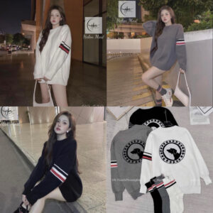 Áo Nỉ Cổ Tròn Sweater Vạch Tay