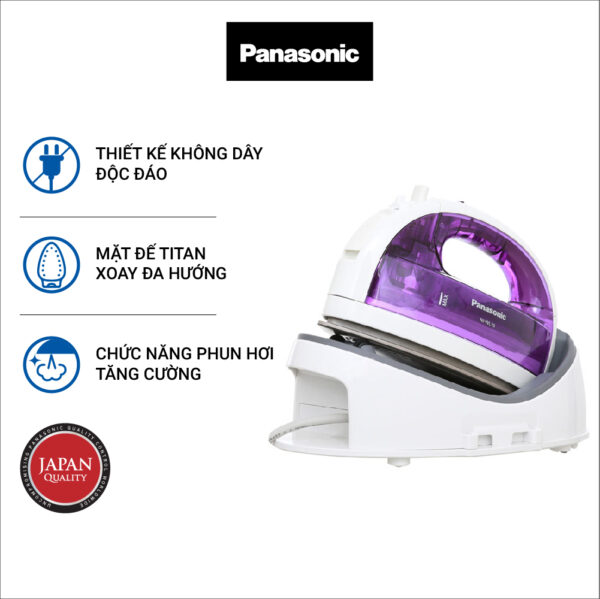 Bàn Ủi Hơi Nước Không Dây Panasonic NI-WL30VRA - Mặt Đế Silver Titan - Công Suất 1550W - Hàng Chính Hãng