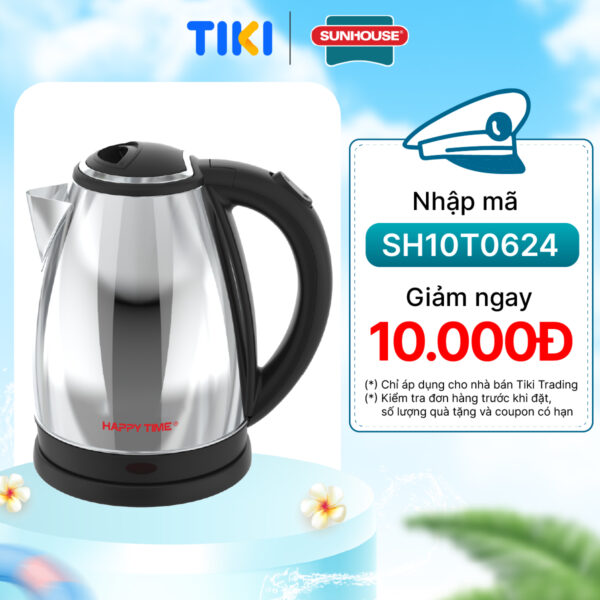 Ấm Siêu Tốc Inox SUNHOUSE HAPPY TIME HTD1055 1.5L - Hàng Chính Hãng