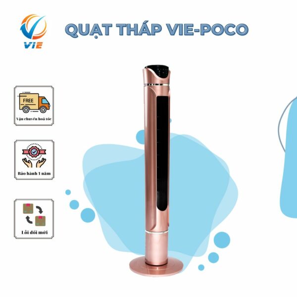 Quạt tháp không cánh Vf - poco  45w - Vàng Hồng - Tích hợp chế độ cung cấp ion âm