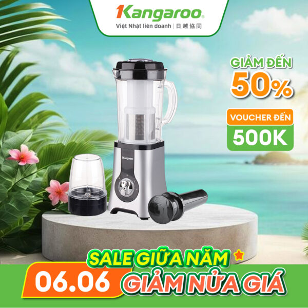 Máy Xay Sinh Tố 2 Cối Kangaroo KG2B3 380W - Bạc- Hàng chính hãng